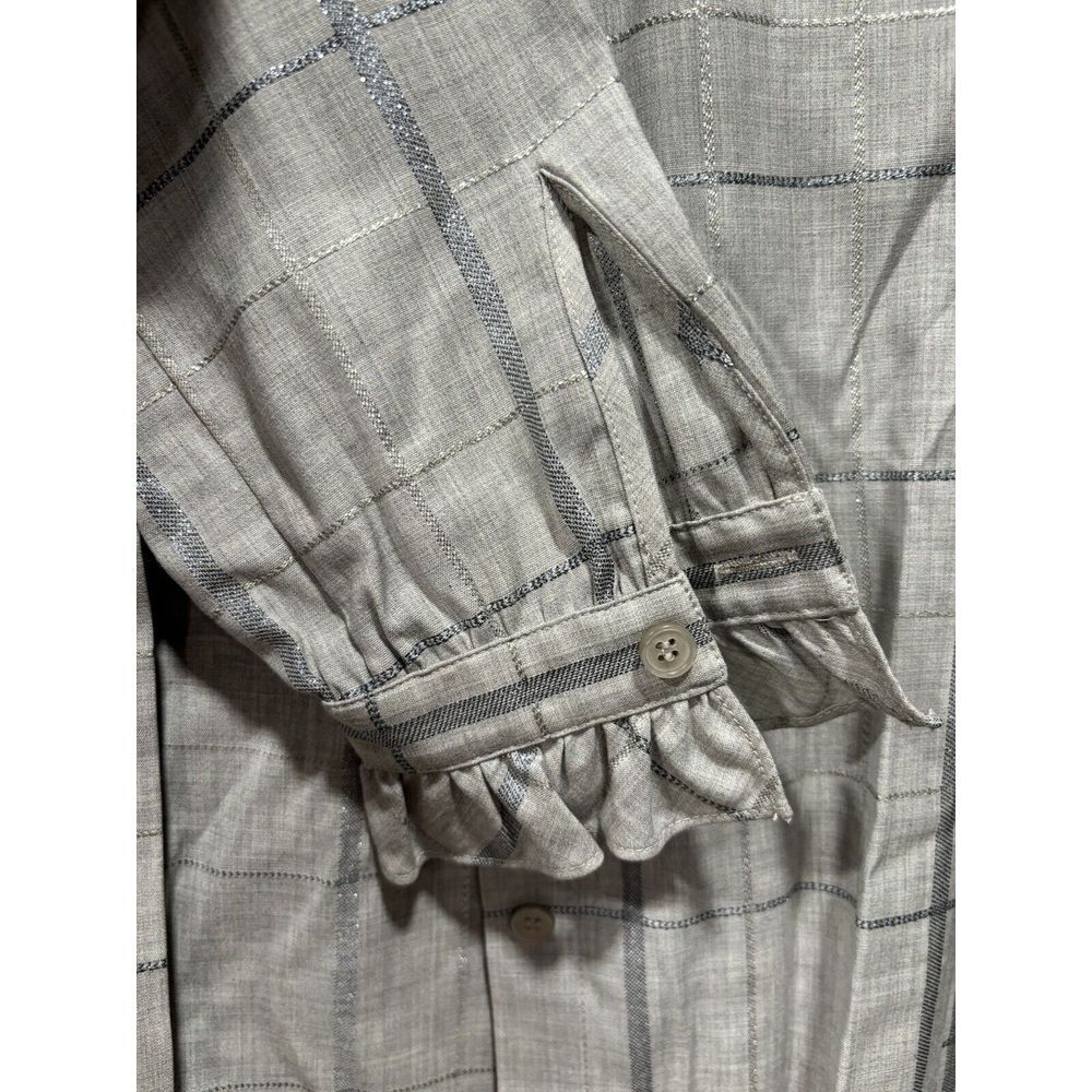 LAFAYETTE 148 New York Kelly Windowpane Wool Blend Blouse Size XS - Picture 3 of 6